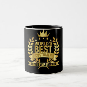 Tasse 2 Couleurs Meilleur client du monde Noir et Or 5 étoiles