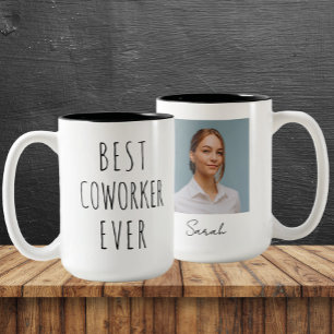 Tasse 2 Couleurs Meilleur Coworker, photo et nom personnalisés