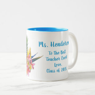 Tasse 2 Couleurs Meilleur Enseignant De Classe Fleurs Hawaiiennes M