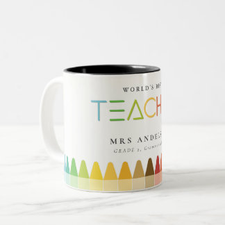 Tasse 2 Couleurs Meilleur enseignant du monde Cadeau Rainbow Crayon