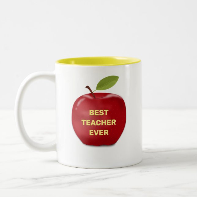 Tasse 2 Couleurs Meilleur enseignant jamais & Red Apple (Gauche)