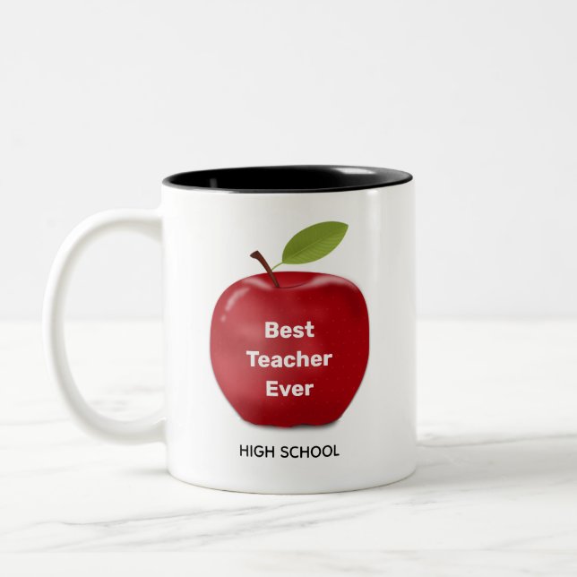 Tasse 2 Couleurs Meilleur Enseignant & Pomme Rouge (Gauche)