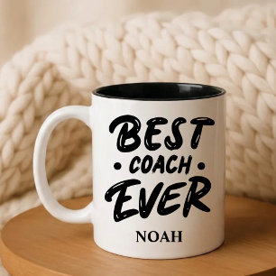 Tasse 2 Couleurs Meilleur entraîneur jamais – Cadeau avec nom perso
