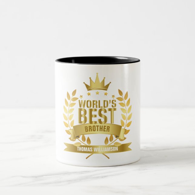 Tasse 2 Couleurs Meilleur frère du monde Fun Gold (Centre)
