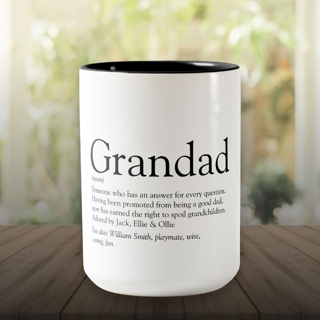Tasse 2 Couleurs Meilleur Grand-père au Monde Définition (Worlds Best Ever Grandpa Grandad Papa Definition Two-Tone Coffee Mug)