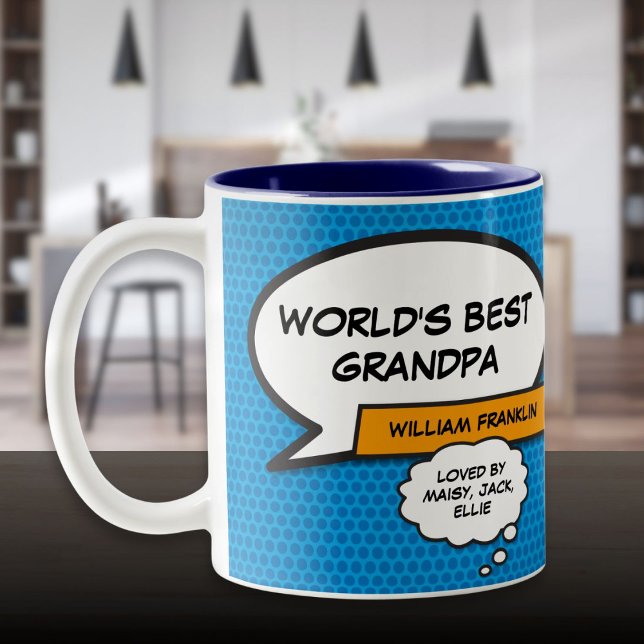 Tasse 2 Couleurs Meilleur Grand-Père, Grand-Père, Grand-Père, Bleu  (World's Best Grandpa Grandfather Personalized Two-Tone Coffee Mug)