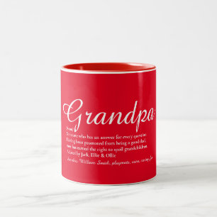 Tasse 2 Couleurs Meilleur Grand-Père Papy Papa Définition Rouge au