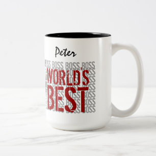 Tasse 2 Couleurs Meilleur Grunge Boss du monde Lettering Nom person