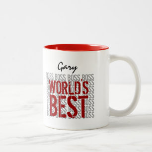Tasse 2 Couleurs Meilleur Grunge Boss du monde Lettering Nom person
