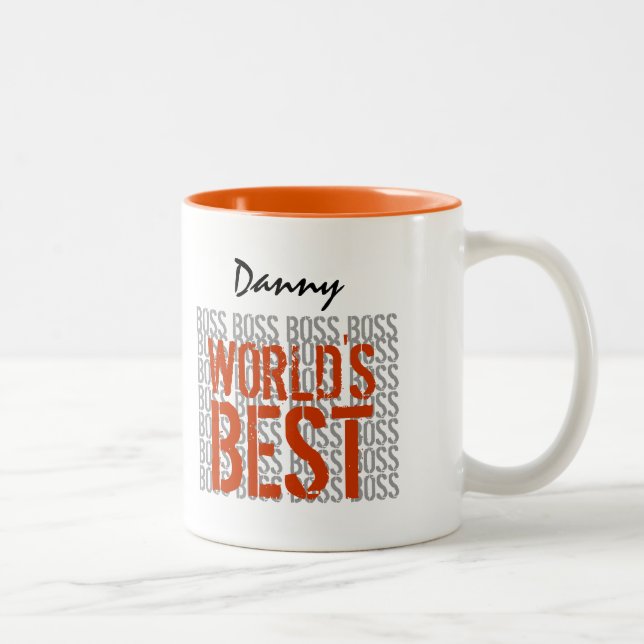 Tasse 2 Couleurs Meilleur Grunge Boss du monde Lettering Nom person (Droit)