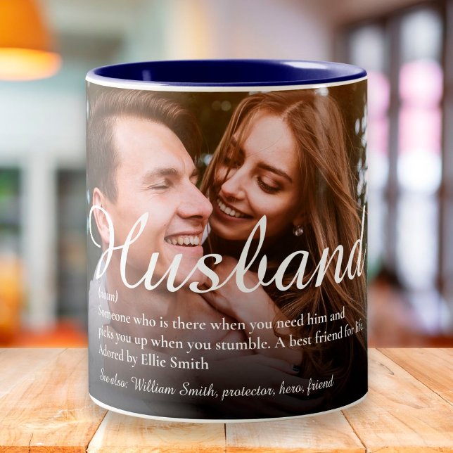 Tasse 2 Couleurs Meilleur mari du monde Définition Photo Script (Créateur téléchargé)