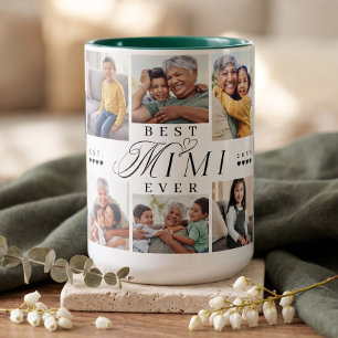 Tasse 2 Couleurs Meilleur Mimi Jamais Cadeau Personnalisé 8 Collage