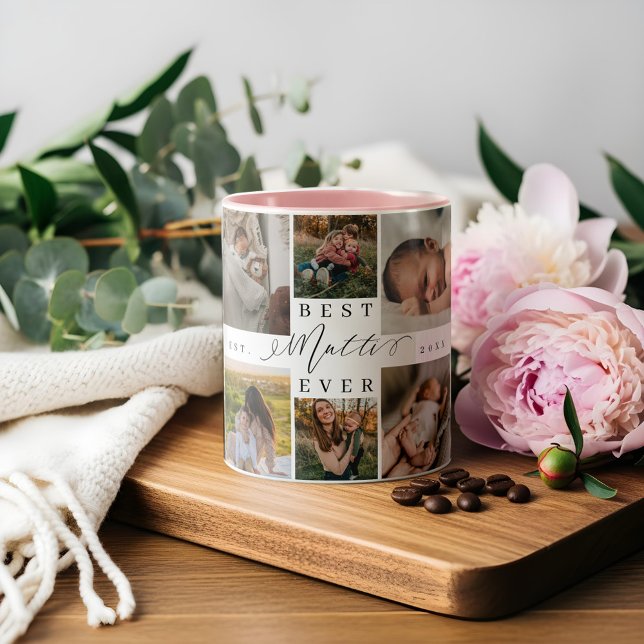 Tasse 2 Couleurs Meilleur Mutti Ever Fête des mères Photo Collage K (Best Mutti Ever Mothers Day Photo Collage Keepsake Two-Tone Coffee Mug)
