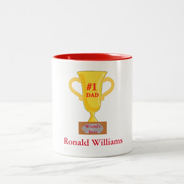 Tasse 2 Couleurs Meilleur numéro 1 papa personnalisé (Centre)
