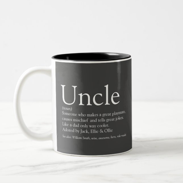 Tasse 2 Couleurs Meilleur Oncle du Monde Funcle Définition Moderne  (Gauche)