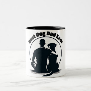 Tasse 2 Couleurs Meilleur Papa Chien T-shirt Homme et Chien Silhoue