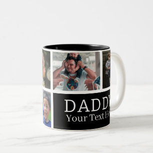Tasse 2 Couleurs Meilleur papa   Collage photo et texte
