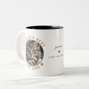 Tasse 2 Couleurs Meilleur Papa de Chat Amusant Deux Photo Or Typogr