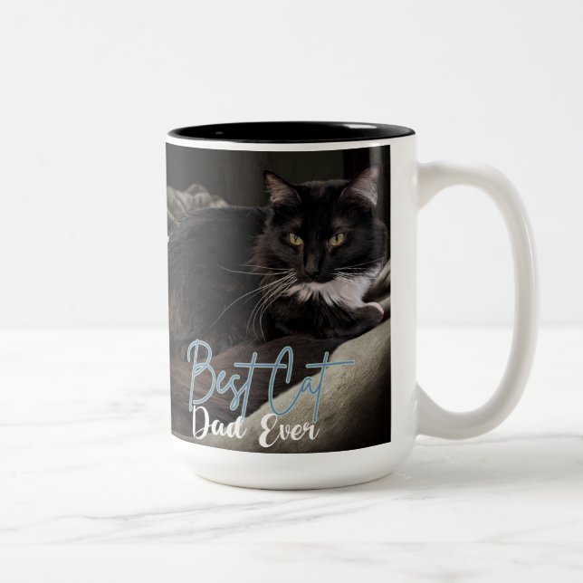 Tasse 2 Couleurs Meilleur Papa de Chat de Tous les Temps (Droit)