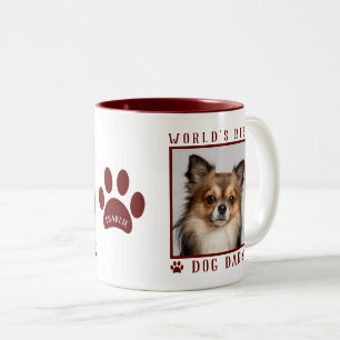 Tasse 2 Couleurs Meilleur Papa de Chien au Monde Nom Empreintes de