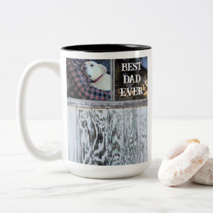 Tasse 2 Couleurs Meilleur Papa de Tous les Temps Bois Rustique en D