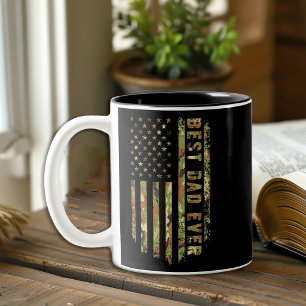 Tasse 2 Couleurs Meilleur Papa de Tous Patriot US Camouflage Drapea