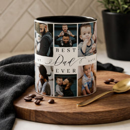 Tasse 2 Couleurs Meilleur Papa du Monde | Fête des Pères 8 Collage