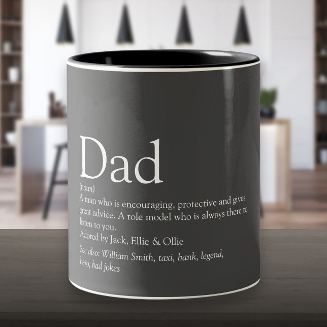 Tasse 2 Couleurs Meilleur Papa du Monde, Papa, Définition de Père (World's Best Ever Dad, Daddy, Father Definition Two-Tone Coffee Mug)