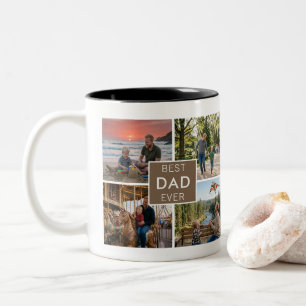 Tasse 2 Couleurs Meilleur Papa Ever 4 Photos collage Personnalisé