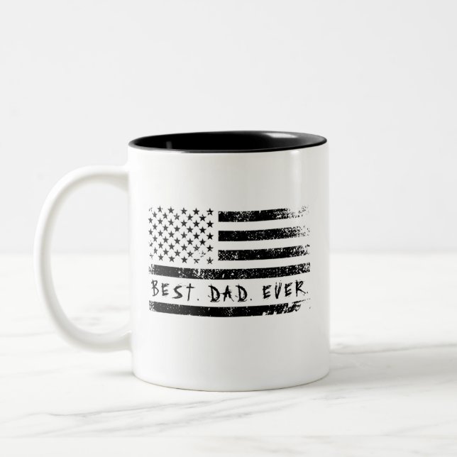 Tasse 2 Couleurs Meilleur papa jamais American Flag Fête des pères  (Gauche)