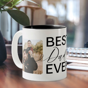 Tasse 2 Couleurs Meilleur Papa Jamais Deux Collage Photo Complet