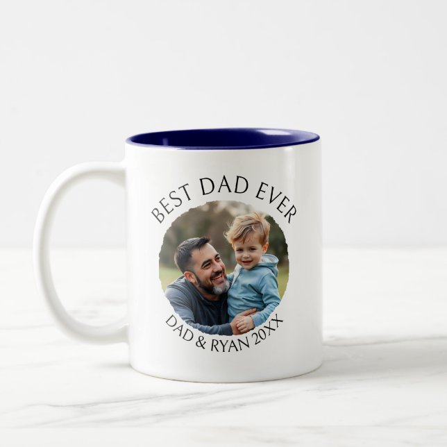 Tasse 2 Couleurs Meilleur papa jamais | Modèle photo personnalisé (Gauche)