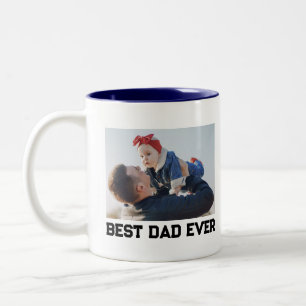 Tasse 2 Couleurs Meilleur papa Jamais photo complète personnalisée