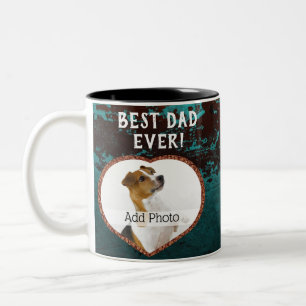 Tasse 2 Couleurs Meilleur papa Jamais photo du coeur Rusty Turquois