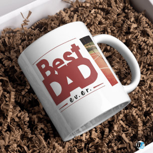 Tasse 2 Couleurs Meilleur papa jamais photo moderne Fête des pères 