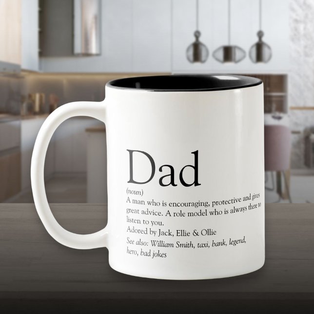 Tasse 2 Couleurs Meilleur Papa Père du Monde Définition Amusante (World's Best Ever Dad Daddy Father Definition Fun Two-Tone Coffee Mug)