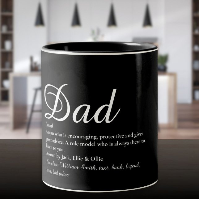 Tasse 2 Couleurs Meilleur Papa Père Ever Définition Script (Best Dad Daddy Father Ever Definition Script Two-Tone Coffee Mug)