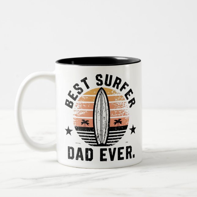 Tasse 2 Couleurs Meilleur papa surfeur jamais (Gauche)