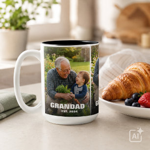 Tasse 2 Couleurs Meilleur Papy Collage Photo Gras