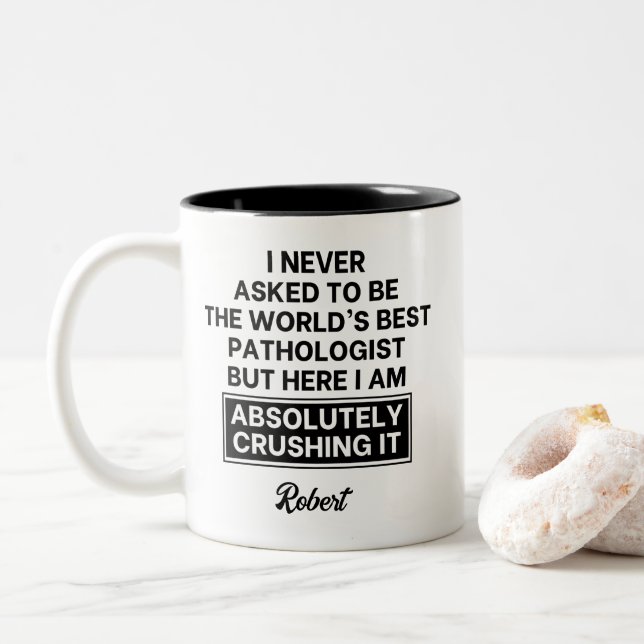 Tasse 2 Couleurs Meilleur pathologiste du monde drôle (Avec donut)