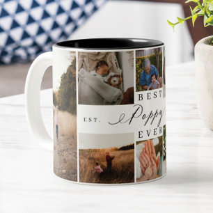Tasse 2 Couleurs Meilleur Poppy Jamais Élégant Script 8 Collage Pho