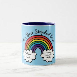 Tasse 2 Couleurs Meilleur Stepdad jamais Stepfather Rainbow Blue