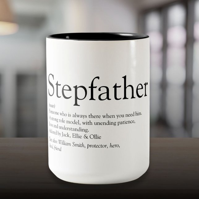 Tasse 2 Couleurs Meilleur Stepfather Stepdad au monde Définition de (World's Best Ever Stepfather Stepdad Definition Two-Tone Coffee Mug)