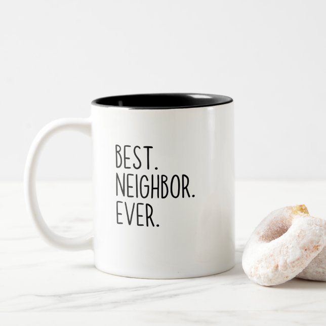 Tasse 2 Couleurs meilleur voisin jamais (Avec donut)