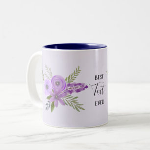 Tasse 2 Couleurs Meilleur "Votre Texte" Jamais - Violet Floral Lava