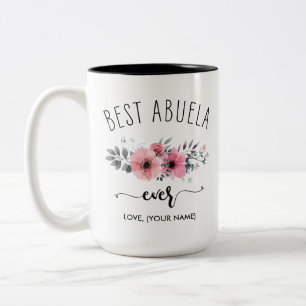 Tasse 2 Couleurs Meilleure Abuela Jamais - (VOTRE NOM) Bouquet Rose