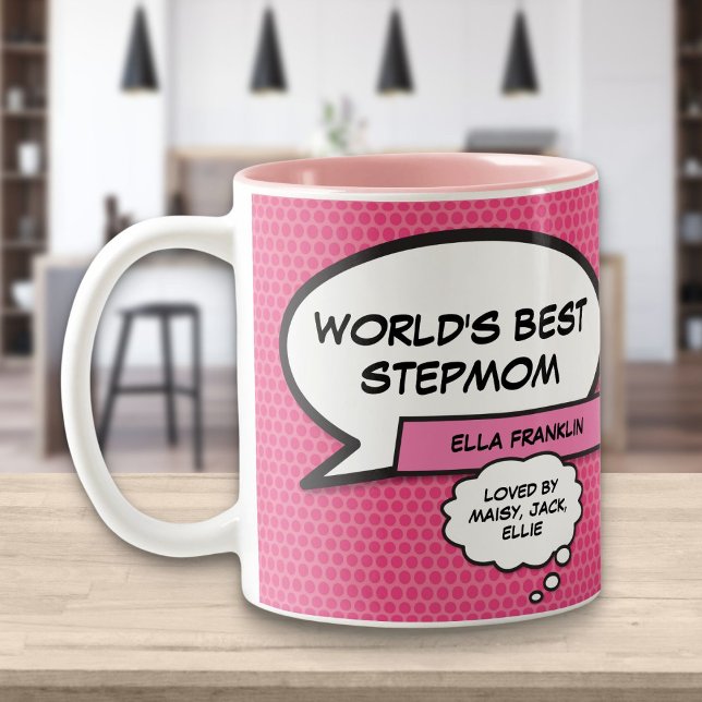 Tasse 2 Couleurs Meilleure Belle-Mère du Monde Bonus Maman Fun Rose (Créateur téléchargé)
