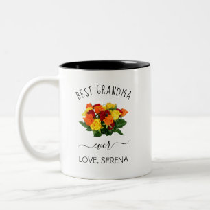 Tasse 2 Couleurs Meilleure grand-mère de tous les temps, Floral Mod