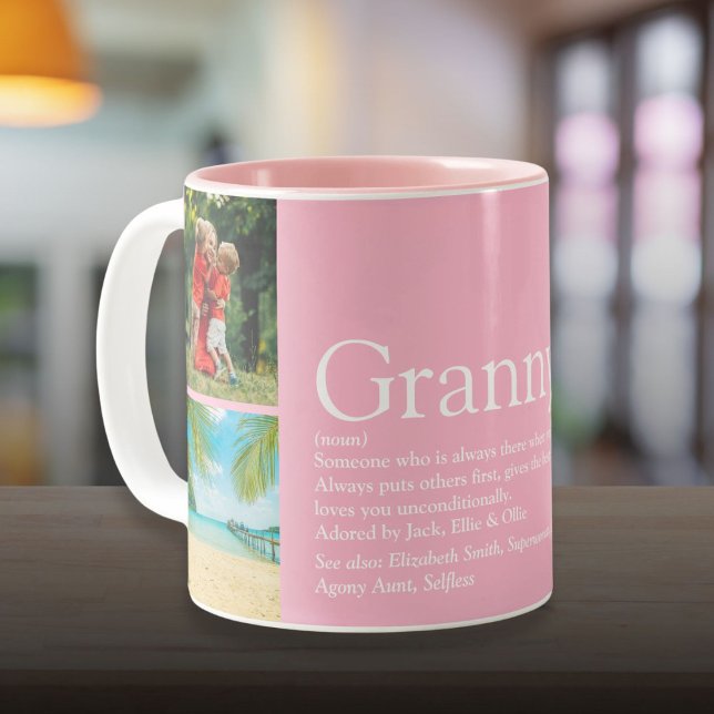 Tasse 2 Couleurs Meilleure grand-mère Définition 4 Collage photo (Best Granny Grandma Definition 4 Photo Collage Two-Tone Coffee Mug)