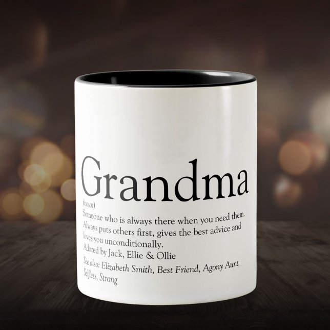 Tasse 2 Couleurs Meilleure Grand-mère du Monde Définition (World's Best Ever Grandma Grandmother Definition Two-Tone Coffee Mug)
